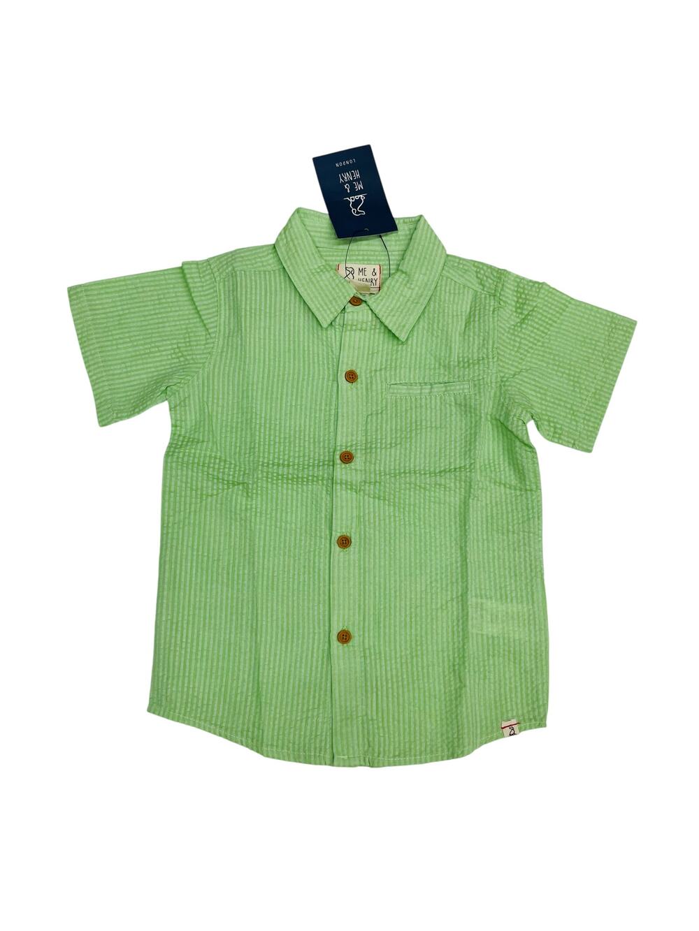NWT Me & Henry London 7/8Y Lime Seersucker Shirt
